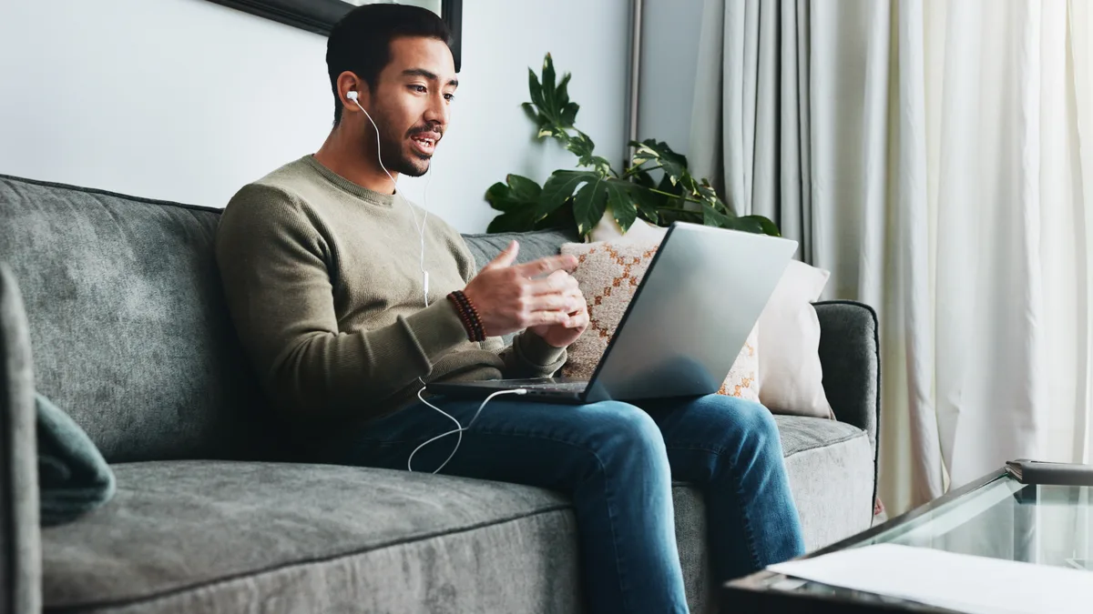 Person in a therapy video call